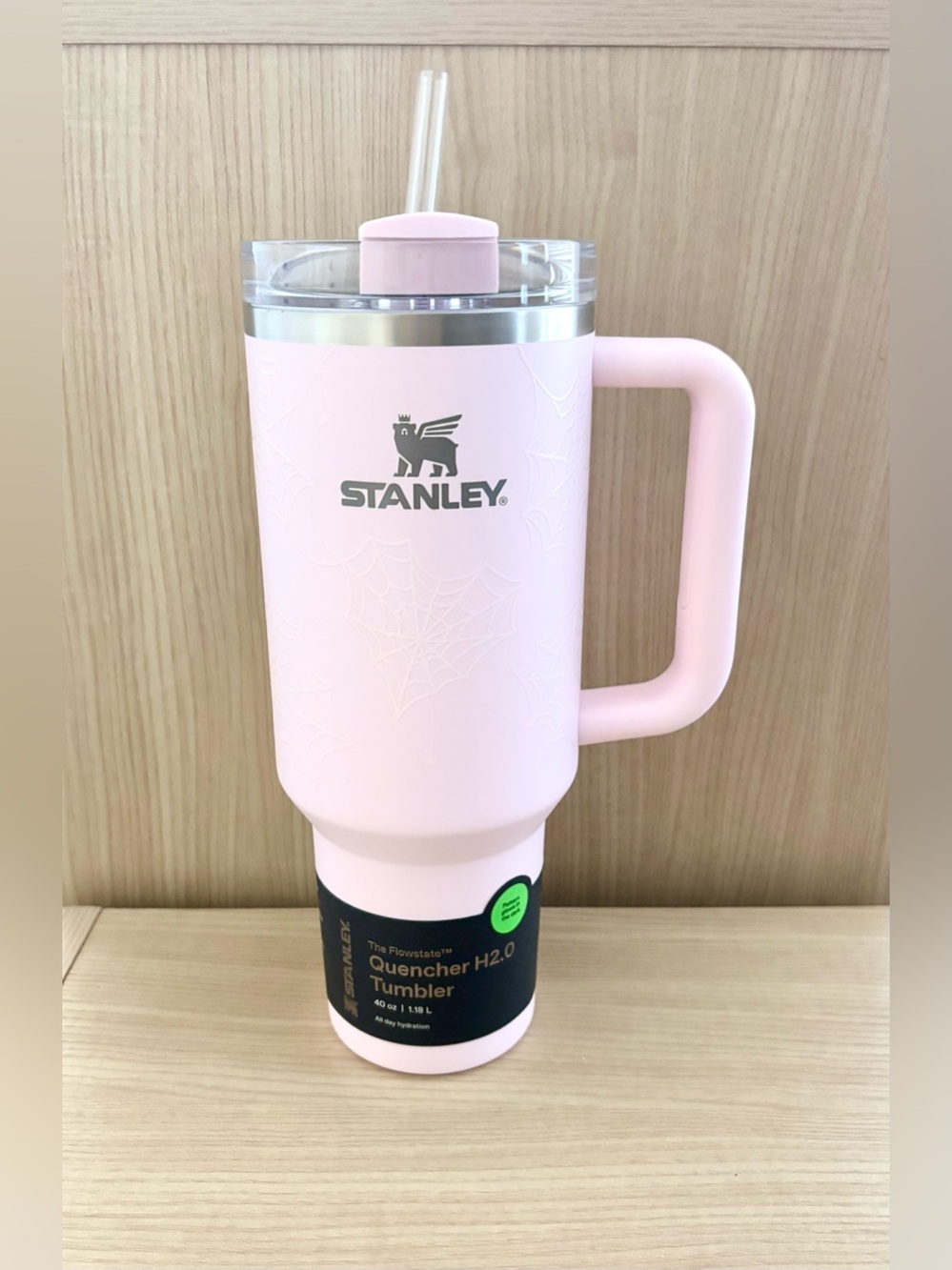 Stanley 40 oz Tumbler glow in the dark Pink Sugar Spider Webs
